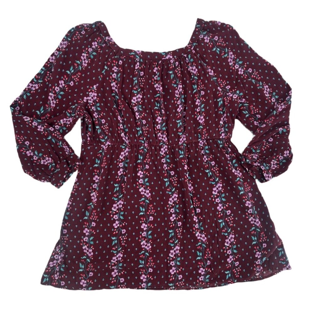 Old Navy Portrait Top Women's Maroon Floral Size Large